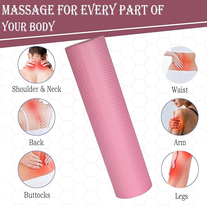 23.6″ Large Foam Roller – Solid High-Density EPP Yoga Column, 5.9″ Diameter for Full-Body Stretch & Myofascial Release, Excercise, Massage and Recovery (Pink)