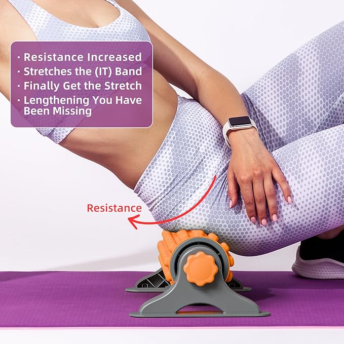XL IT Band Firm Foam Roller with Resistance Holder - 17 inches - Exercise Roller for IT Band Issues, Deep Tissue Muscle Massage, Muscle and Back Roller for Fitness, Gym Equipment (Orange)