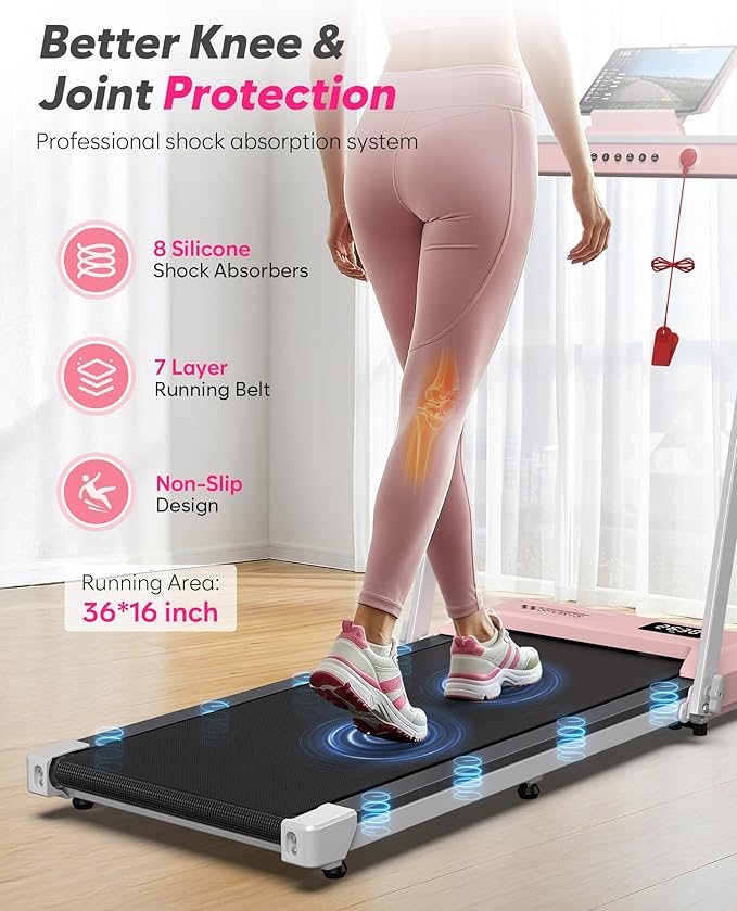 Foldable Treadmill with Incline, Compact Walking Pad Treadmill with Safety Handle Bar, 3.0HP Quiet Under Desk Treadmills for Home/Office, 320 LBS Capacity, APP & Mute Remote Control