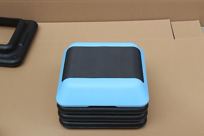 16"x16" High Step Aerobic Platform with 4 Risers, Height-Adjustable Step Aerobics Platform for Home Gym Exercise Fitness Workout Black+Blue