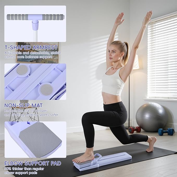 Pilates Board, 8-in-1 Mini Pilates Reformer Set, Multifunctional Detachable Ab Trainer Machine with Anti-Slip Quiet Design, Pilates Board for Home Workout Portable Equipment for Women