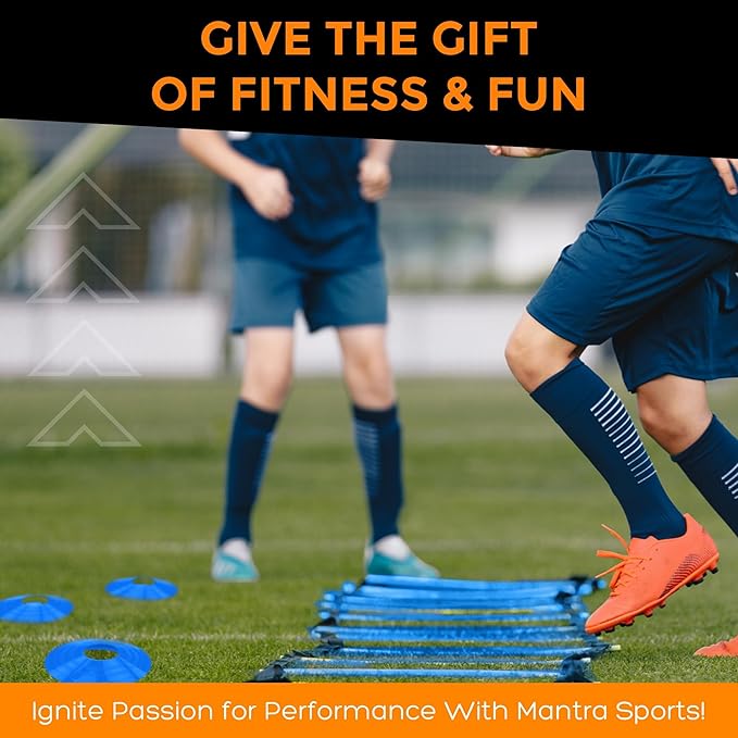 Soccer Training Equipment Agility Ladder Set, Sports Speed & Agility Training Equipment Kit with Cones & Drills, Speed Training Ladder for Footwork, Football Training Equipment