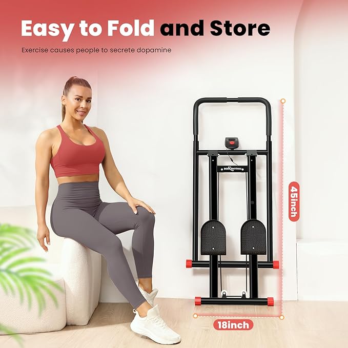 BODYRHYTHM New Stair Stepper for Home Gym Exercise, Vertical Climber Machine for Full Body Workout, Foldable Cardio Exercise Machine, Stair Climber with Adjustable Handlebar & Pedals