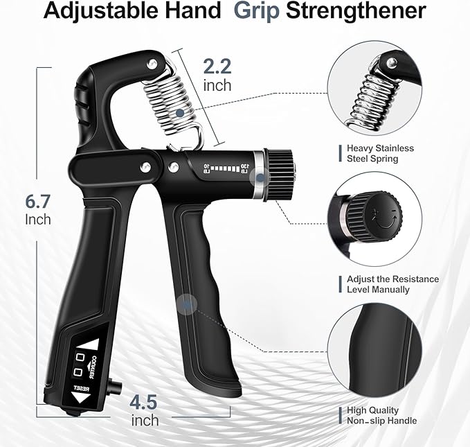 Grip Strength Trainer Kits (5 Pack), Forearm Strengthener with Adjustable Resistance, Grip Strength Tester, Finger Strengthener, Hand Gripper Strengthener for Muscle Building Injury Recover
