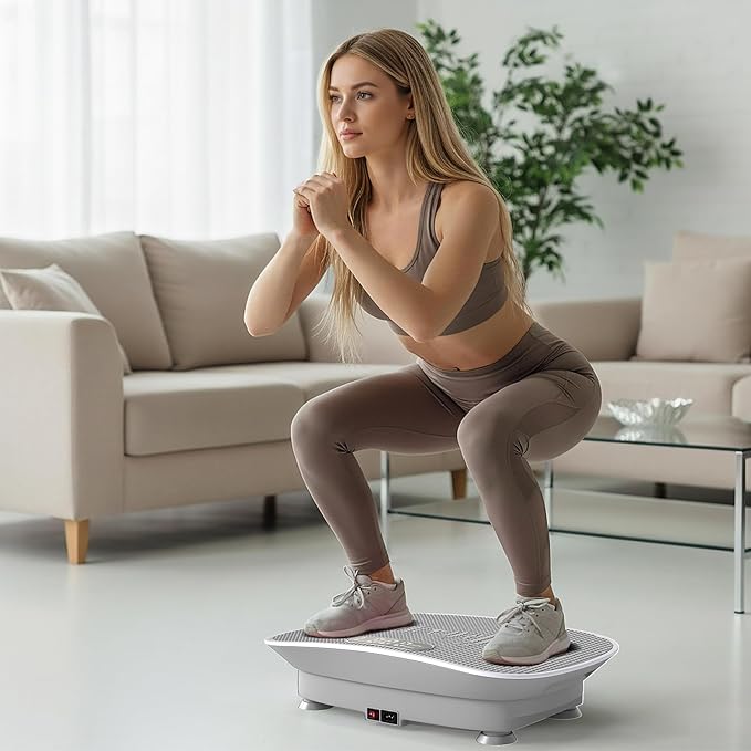GYMAX Vibration Plate Exercise Machine, Vibration Plate with 10-Level Intensity, LED Display & Remote Control, Body Vibrating Plates Stand Shaking Platform Fat Burning Machine