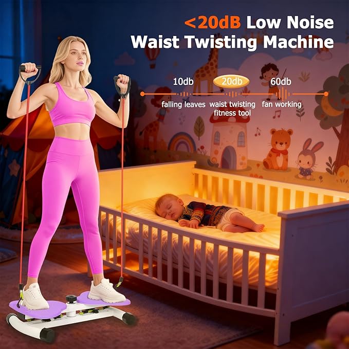Waist Twister Machine Exercise, Ab Twister Board for Slim Waist and Core Ab Exercise, Noiseless Ab Machine with 300 lbs Weight Capacity, Home Gym Workout Equipment for Women Men