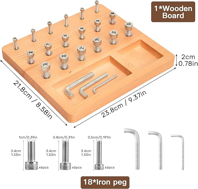 Wooden Pegboard for Finger Dexterity, Finger Strength Trainer for Hand Grip Strengthener Targeted Strength, Relief & Recovery– for Men, Women, and Seniors