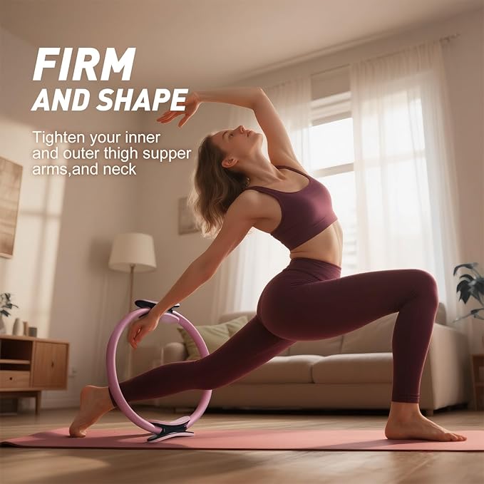 Pilates Ring and Ball Set with 5 Resistance Bands - Pilates Equipment for Home Workout - Magic Circle Pilates Ring 14 Inch to Tone, Sculpt and Strengthen - Fitness Ring for Yoga and Pilates