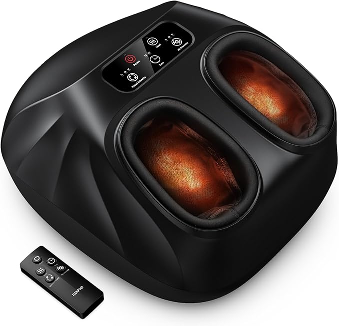 RENPHO Foot Massager Machine with Heat [2026 Upgraded], Shiatsu Foot Massager for Neuropathy, Plantar Fasciitis Massager for Men Women, Up to Size 14, FSA Eligible HSA Store Eligible Massager, Black
