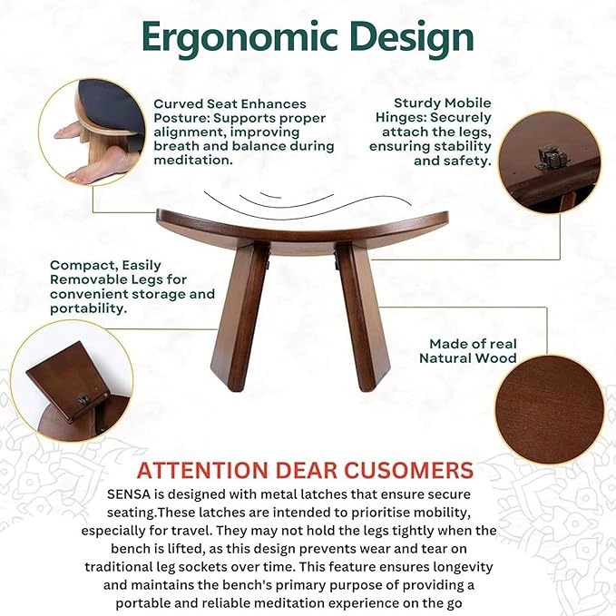 Meditation Bench, Wooden Kneeling Stool, Portable Yoga Auxiliary Stool,Multifunctional Ergonomic Seat with Travel Bag, Detachable Comfort Chair for Yoga, Prayer, Meditation(Small)