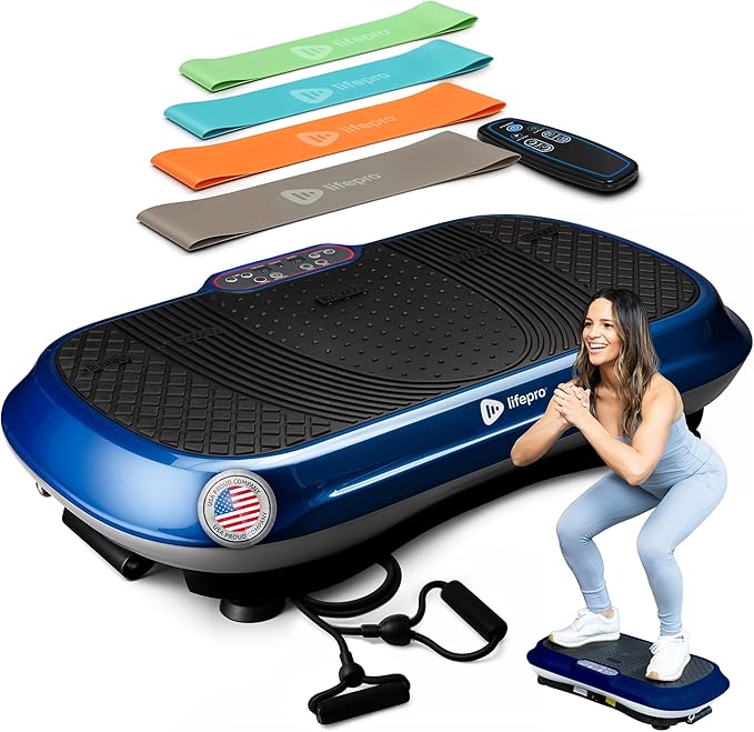 Lifepro Waver Vibration Plate Exercise Machine for Lymphatic Drainage, Muscle Activation, Full-Body Workout Vibrating Platform with Loop Bands, Fitness Equipment for Strength Toning & Fat Loss