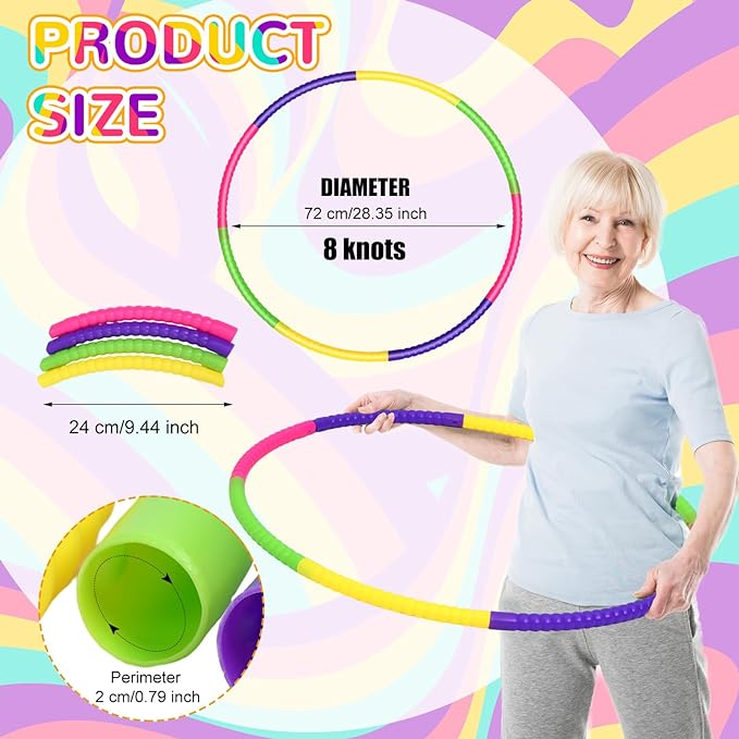 Poen 16 Pcs Detachable Hoop and Jump Rope Set Adjustable Exercise Hoop Skipping Rope Equipment for Fitness Teens Adults Weight Loss Exercise Gymnastics