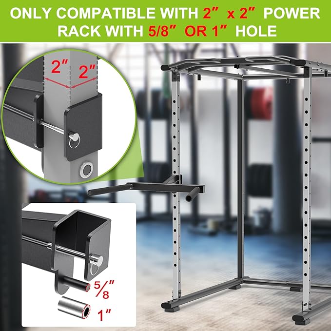 Kipika Y-Shaped Dip Bar for Power Cage with 5/8" or 1" Hole - Dip Bar Attachments for Home Gym - Heavy Duty Power Rack Attachments - Squat Rack Accessories for Strength Training