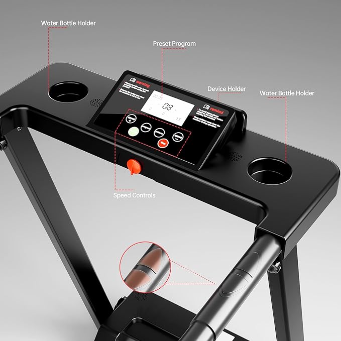 Walking Treadmill with Long Handrail for Balance, Recovery Fitness Exercise Machine, Treadmills for Home with Holder for Phone & Cup, 300 lbs Capacity, with LCD Display