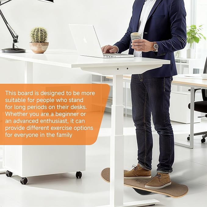 Balance Board For Adults & Kids Wobble Board Core Strength Trainer - Standing Desk Exercise Portable Fitness Equipment Wooden Balance Board For Indoor & Outdoor