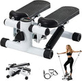 Steppers for Exercise at Home, Mini Stepper with Resistance Bands, Hydraulic Fitness Stepper with LCD Monitor, 360LBS Weight Capacity Portable Stair Stepper for Small Spaces