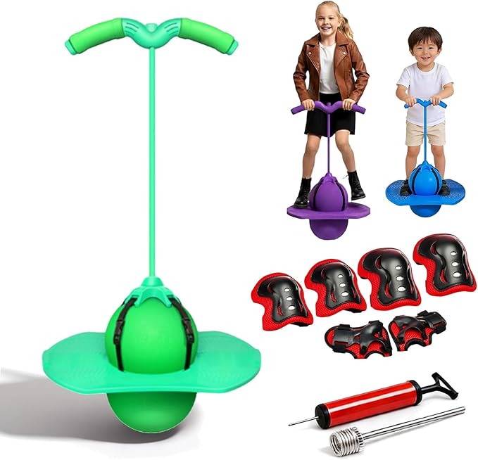 Childrens Balance Jumping Ball, 2026 Upgraded Non-Slip Jumping Balance Board for Kids, Crazy Bouncing Ball with Handle and Pump, High Jump Toy Bounce Jump Trick Board for Kids & Adults
