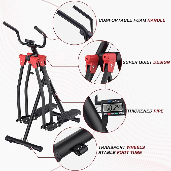 Air Walk Elliptical Glider Machine,Foldable Machine, Ellipse Leg Exerciser for Seniors, Cardio Trainer Glider for Home Exercise, Side Sway Action 360 Motion Full-Body Exerciser for Home Gym