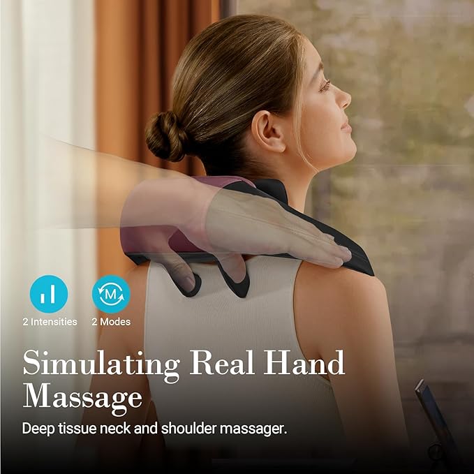 Shiatsu Neck Massager with Heat - Cordless 4D Expert Neck Shoulder Massage for Pain Relief,Upgarded Kneading Massager for Muscle Relaxation