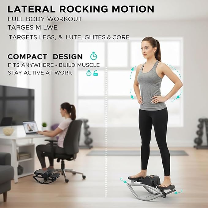 Rock Stepper Side to Side, Lateral Rocking Stepper for Exercise at Home, Portable Fitness Steppers Workout Machine for Legs & Glutes, Low-Impacts for Knees & Joints, Home Fitness Equipment for Unisex