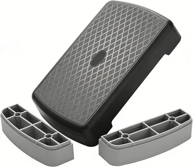 18" Workout Aerobic Stepper Platform with Adjustable Risers (4" & 6" Height) - Non-Slip Fitness Step for Home Gym, Cardio, Strength Training, 440 lbs Capacity, Black/Gray