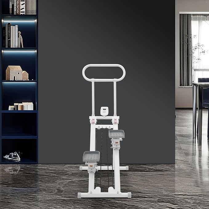 Stair Stepper for Home Gym, Folding Vertical Climber, Adjustable Handrail Height Foldable Cardio Exercise Machine Low Noise with Anti-Slip Foot Covers, High Weight Capacity