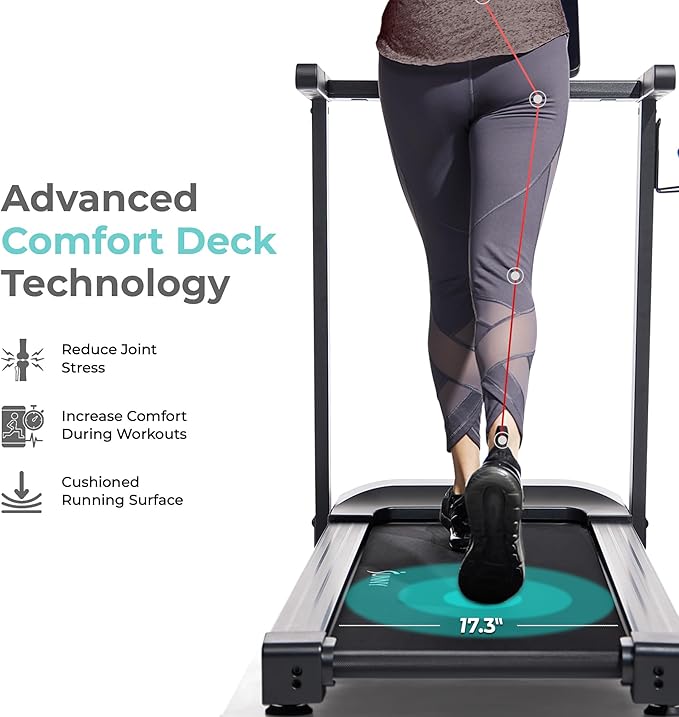 Sunny Health & Fitness Interactive Slim Folding Treadmill for Home, Running or Walking with Quiet Brushless, Shock Absorption, Free SunnyFit App Bluetooth Connection, Optional 12 Level Auto Incline