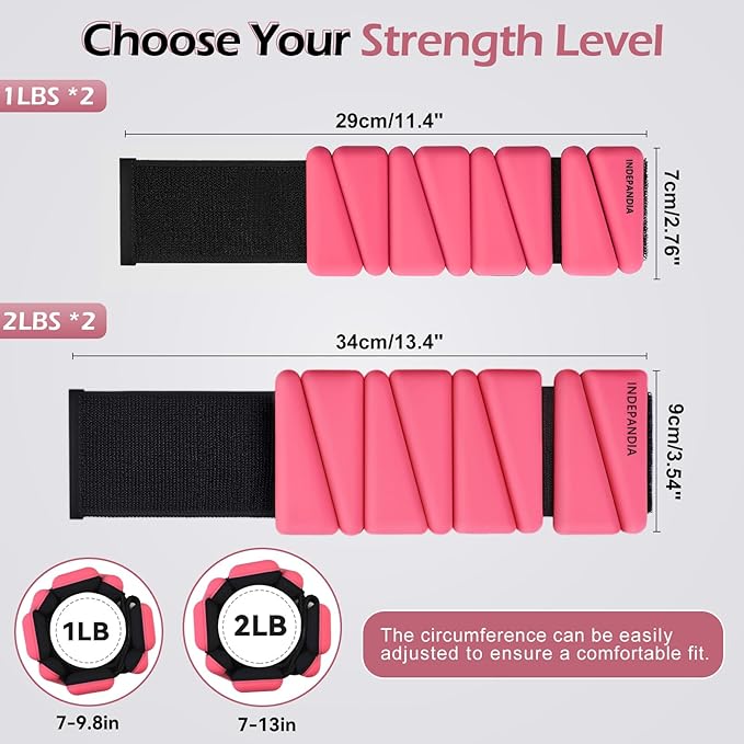 Wrist Ankle Weights for Women & Men, 2lbs/4lbs Adjustable Weighted Bangles to Boost Calorie Burn & Strength, Arm & Leg Weights for Pilates, Yoga, Walking, Barre, Gym & Home Workout