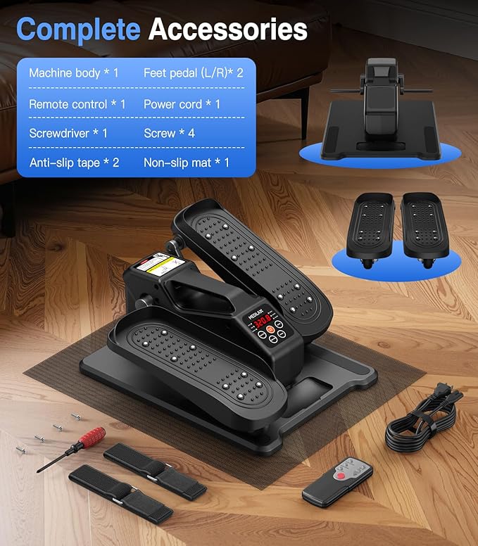Portable Under Desk Elliptical Machine with Wireless Remote. 12 Manual & 3 Automatic Speeds. Pedal Ellipse Leg Exerciser. Leg Exerciser While Sitting for Seniors Adults Home Office
