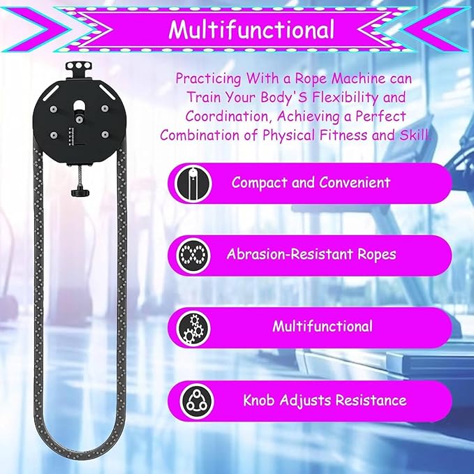 Resistance Trainer Machine, Endless Rope Trainer | Adjustable | Suspension Endless Rope Pulley System | Closed-Loop Nylon Rope | Home Gym Infinity Rope for Interval Resistance Training Red