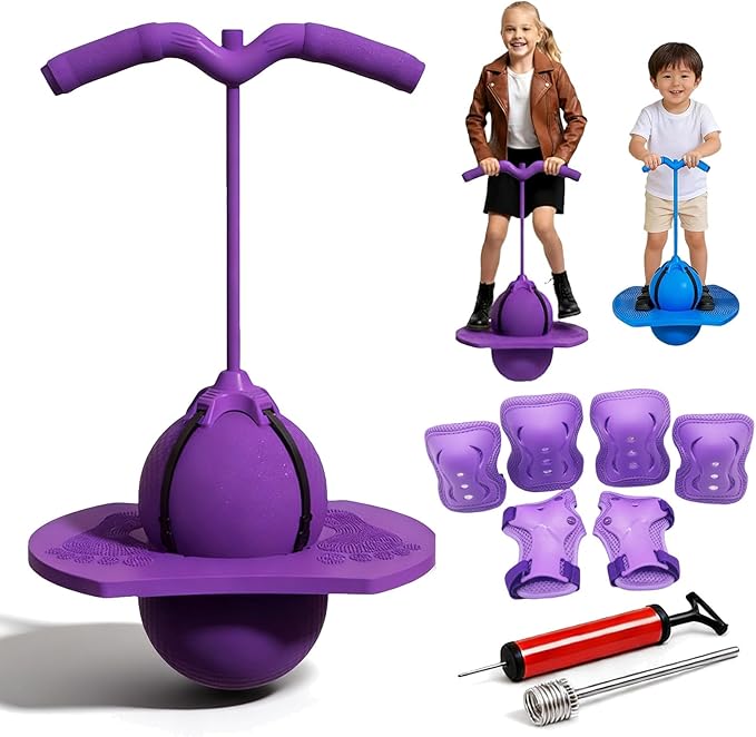 Childrens Balance Jumping Ball, 2026 Upgraded Non-Slip Jumping Balance Board for Kids, Crazy Bouncing Ball with Handle and Pump, High Jump Toy Bounce Jump Trick Board for Kids & Adults