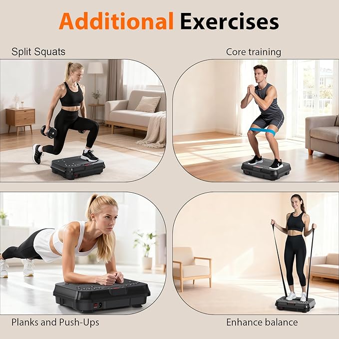 Vibration Plate Exercise Machine for Lymphatic Drainage,Power Vibrate Stand Shake Board 400 Lbs Capacity Fitness Platform with Fitness Resistance Bands Weight Loss Gifts for Women Men