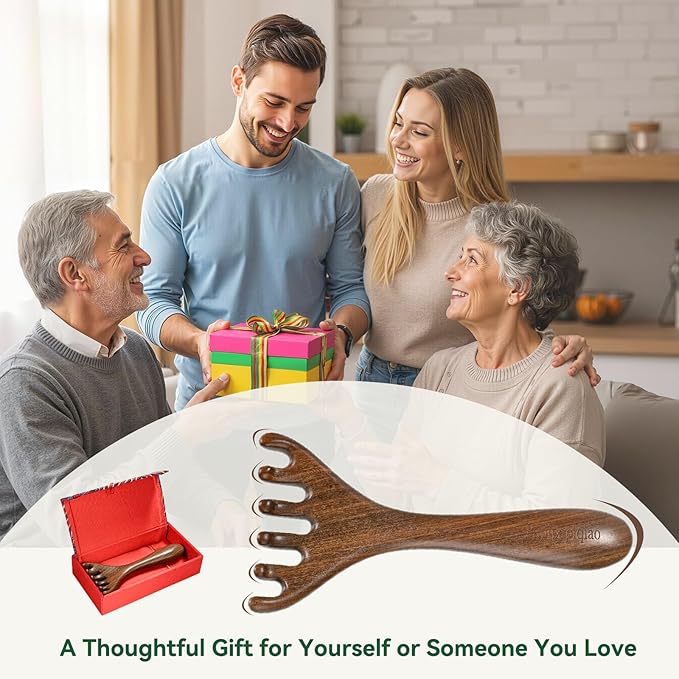 Wooden Handheld Manual Massage Tools, Meridian Massage Brush, Scalp Massage Tool, Head Massager, Neck Massager, Back Massager Hand Held, Arm & Leg Massager, Green Sandalwood Lymphatic Massage Tools