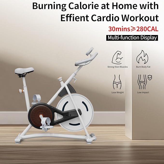 Hillhub Exercise Bike, Stationary Bikes for Home with Grip Pulse Sensor and Stepless Resistance Adjustment, Compact Indoor Cycling Bike with Tablet Mount, Compatible with APP Sync