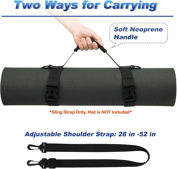 Cosmos Portable Yoga Mat Strap Mat Sling Picnic Blanket Strap with Adjustable Shoulder Strap & Handle for Festivals Picnics Camping Motorcycle Bedroll Pilates