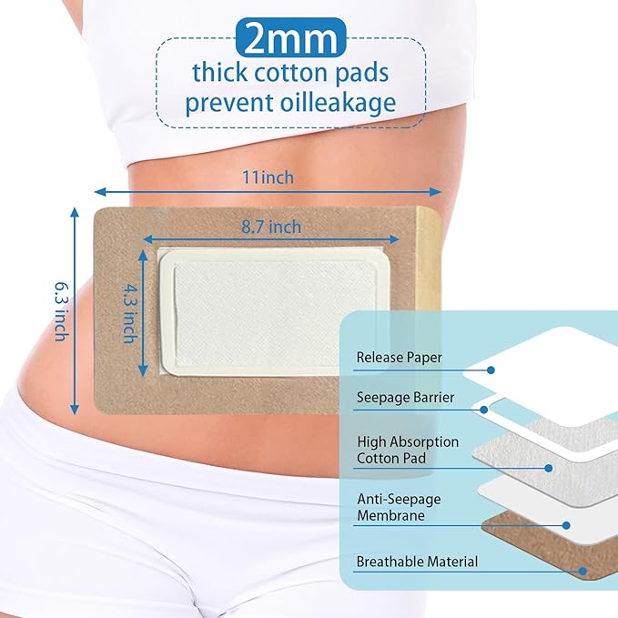 15 Pcs Castor Oil Pack Wrap, Disposable Portable Castor Oil Packs Patches with Anti Leakage Cotton for Belly/Leg/Back (Oil Not Included), 11" x 6.3"