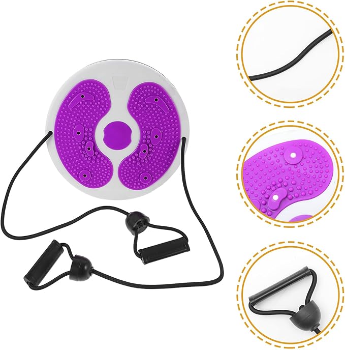 Homoyoyo Waist Twisting Disc with Resistance Rope, Purple Plastic Fitness Twisting Board for Home Ab Workout and Core Strength Training