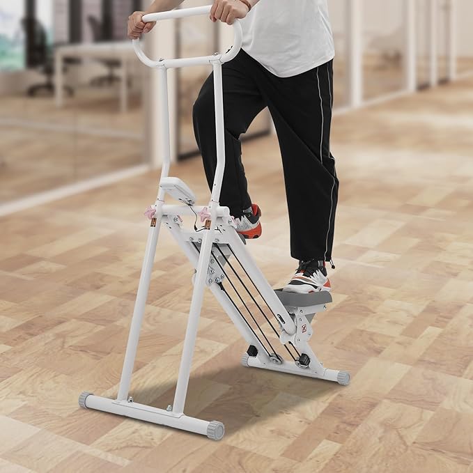 Foldable Stair Stepper Machine with LCD Display, 300lbs Vertical Climber for Home Gym, Adjustable Height Cardio Workout Equipment for Adults, Weight Loss