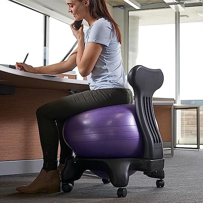 Extra Thick Yoga Ball Chair for The Office, Excercise Ball Seat Desk Chairs for Low Back Pain Relief, Ergonomic Support Balance Ball Chair Kit