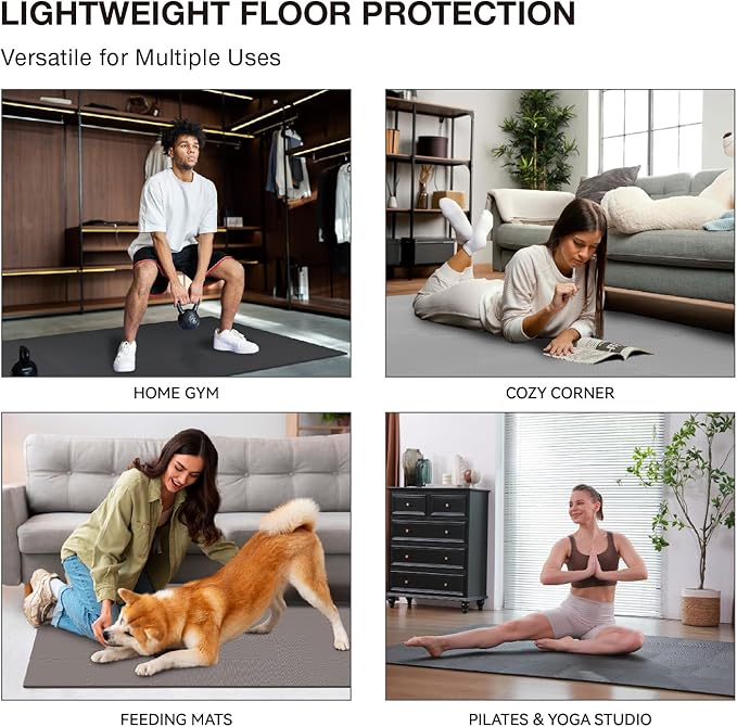 AIRHOP 18 Tiles Gym Floor Mat, EVA Foam Puzzle Gym Mat, High-Density Interlocking Foam Floor Tiles for Home Gym, Play Workout Garage Kitchen Flooring