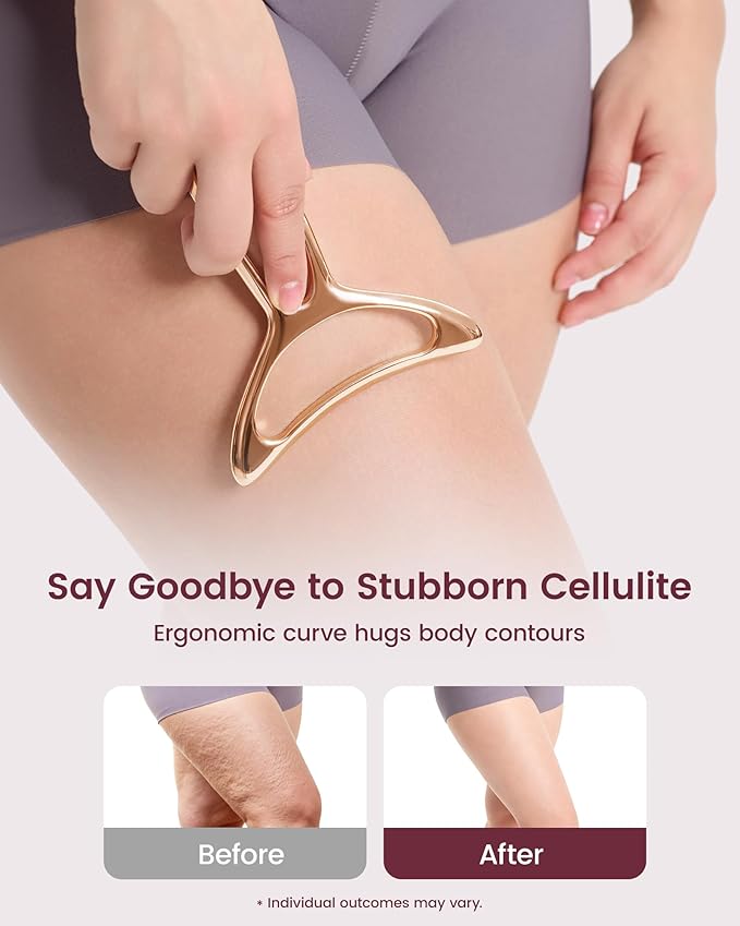 lifechill Lymphatic Drainage Massager & Anti Cellulite Massage Tools for Body Sculpting, Metal Gua Sha & Muscle Scraper Tool Pain Relief Deep Tissue, Gifts for Women, Gold (M)
