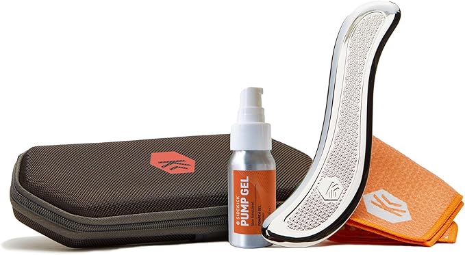 SIDEKICK Echo Muscle Scraper - Steel Gua Sha Tool - w/Patented Anti-Fatigue Grip - Full Kit Included – Designed for IASTM to Relieve Neck, Shoulder, Back and Muscle Pain - (Stainless Steel)