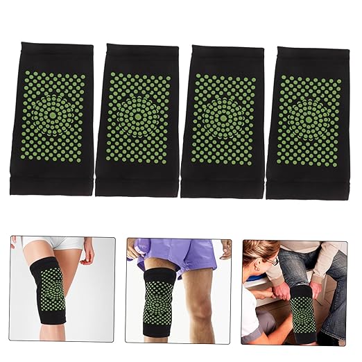 PartyKindom 4pcs Self-heating Knee Support Sleeves Thermal Compression Wraps for Joint Pain Relief Breathable Design for Sports Everyday Use for Arthritis Cold Weather
