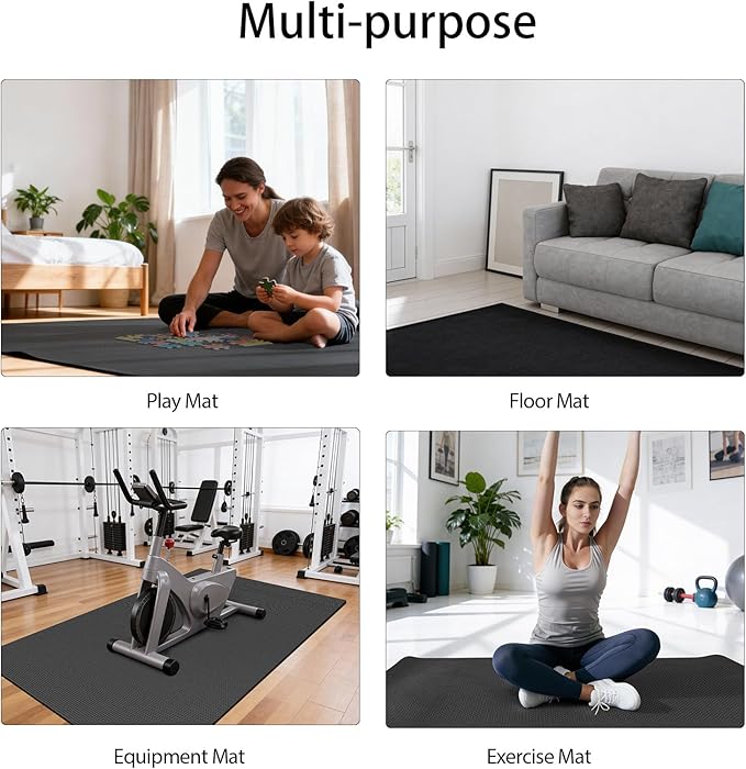 VTORY Extra Thick Large Exercise Mat, 6'x4'/7'x5'/8'x6'/10'x6'x8mm(1/3 inch) , Non-Slip, PVC, Ultra Durable, Heavy-Duty Mat, Shoes-Friendly, High-Density, Large Wide Yoga Mat, Workout Mat for Home Gym, Cardio, Strength, HIIT, MMA