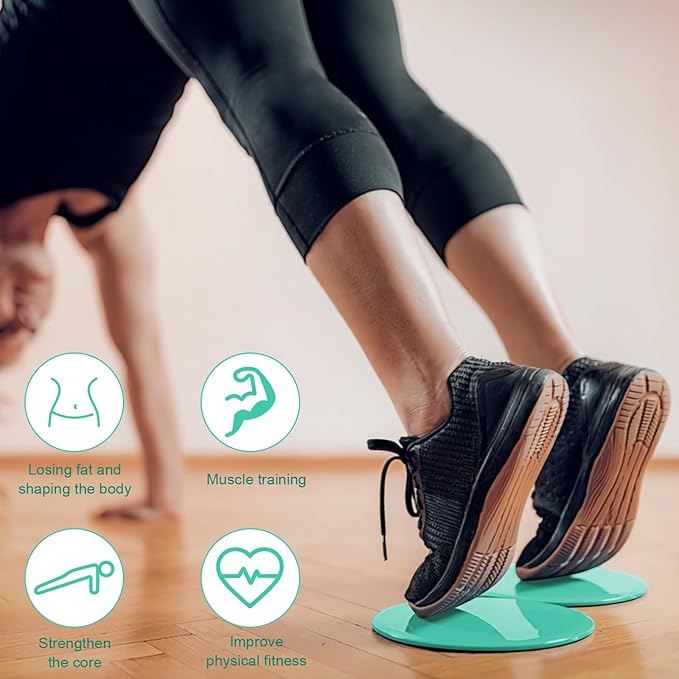 Upgrade Sport Core Sliders for Working Out - Dual Sided Glide Discs for Full Body Workout on Carpet or Hardwood Floor - Fitness & Home Exercise Equipment for Athletes