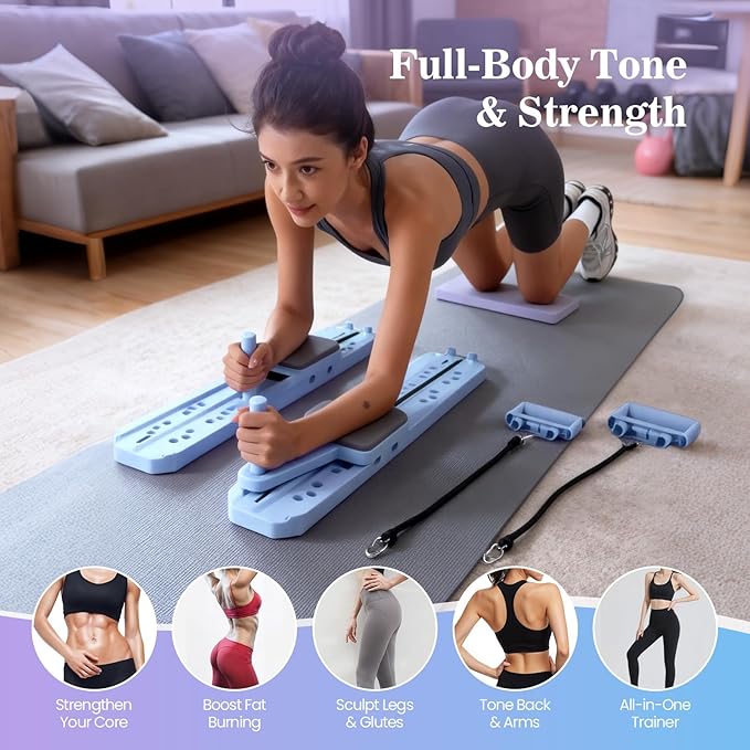 Nicoler Portable Pilates Reformer Set- Pilates Board 8-in-1 Multi-Functional Pilates Equipment