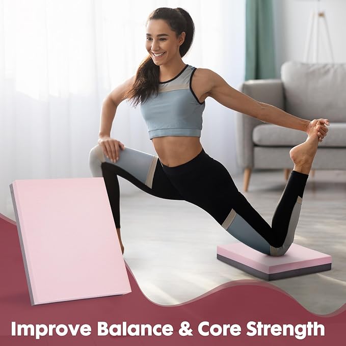Balance Pad- High-Density Foam Cushion Mat for Yoga, Exercise & Fitness, Non-Slip Stability Trainer for Core Workouts, Thick Foam Balance Board (19.7×15.7×2.4 in)