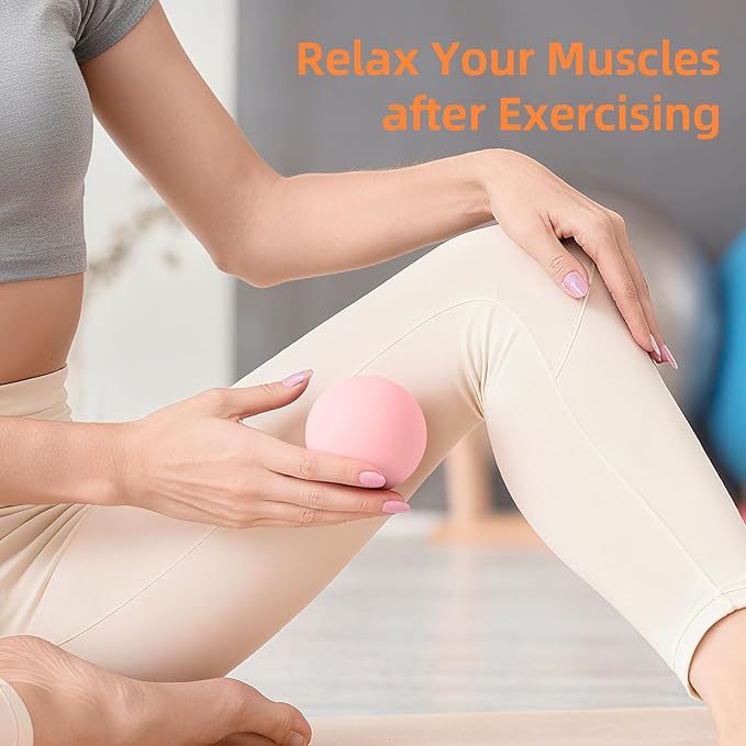 Massage Lacrosse Balls for Myofascial Release, Trigger Point Therapy and Yoga Therapy, Foot Massage Ball to Relieve Plantar Fasciitis Pink
