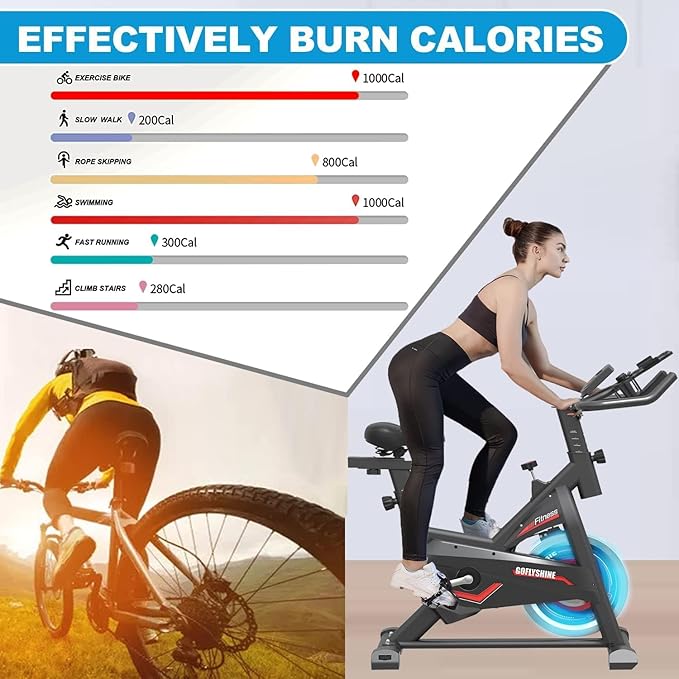 Exercise Bikes Stationary,Exercise Bike for Home Indoor Cycling Bike for Home Cardio Gym,Workout Bike with Mount & LCD Monitor,Silent Belt Drive