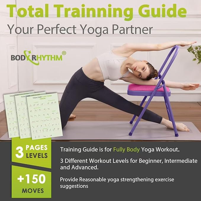 BODY RHYTHM Yoga Auxiliary Chair with Lumbar Back Support for Abs & Core, Balance Handstand, Flexibility and Strength Training and Back Pain Relieving.